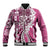 Aloha Vintage Plumeria Hawaiian Tapa Pattern Baseball Jacket Pink Hawaiian Tapa Pattern - Polynesian Pride