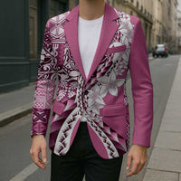 Aloha Vintage Plumeria Hawaiian Tapa Pattern Blazer Pink Hawaiian Tapa Pattern - Polynesian Pride