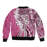 Aloha Vintage Plumeria Hawaiian Tapa Pattern Bomber Jacket Pink Hawaiian Tapa Pattern - Polynesian Pride