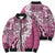 Aloha Vintage Plumeria Hawaiian Tapa Pattern Bomber Puffer Jacket Pink Hawaiian Tapa Pattern - Polynesian Pride