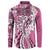 Aloha Vintage Plumeria Hawaiian Tapa Pattern Button Sweatshirt Pink Hawaiian Tapa Pattern - Polynesian Pride