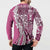 Aloha Vintage Plumeria Hawaiian Tapa Pattern Button Sweatshirt Pink Hawaiian Tapa Pattern - Polynesian Pride