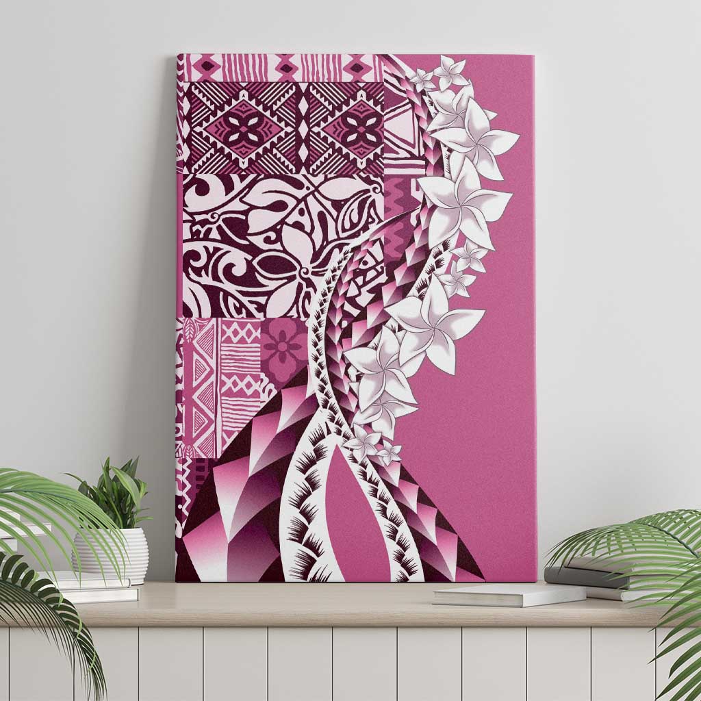 Aloha Vintage Plumeria Hawaiian Tapa Pattern Canvas Wall Art Pink Hawaiian Tapa Pattern - Polynesian Pride