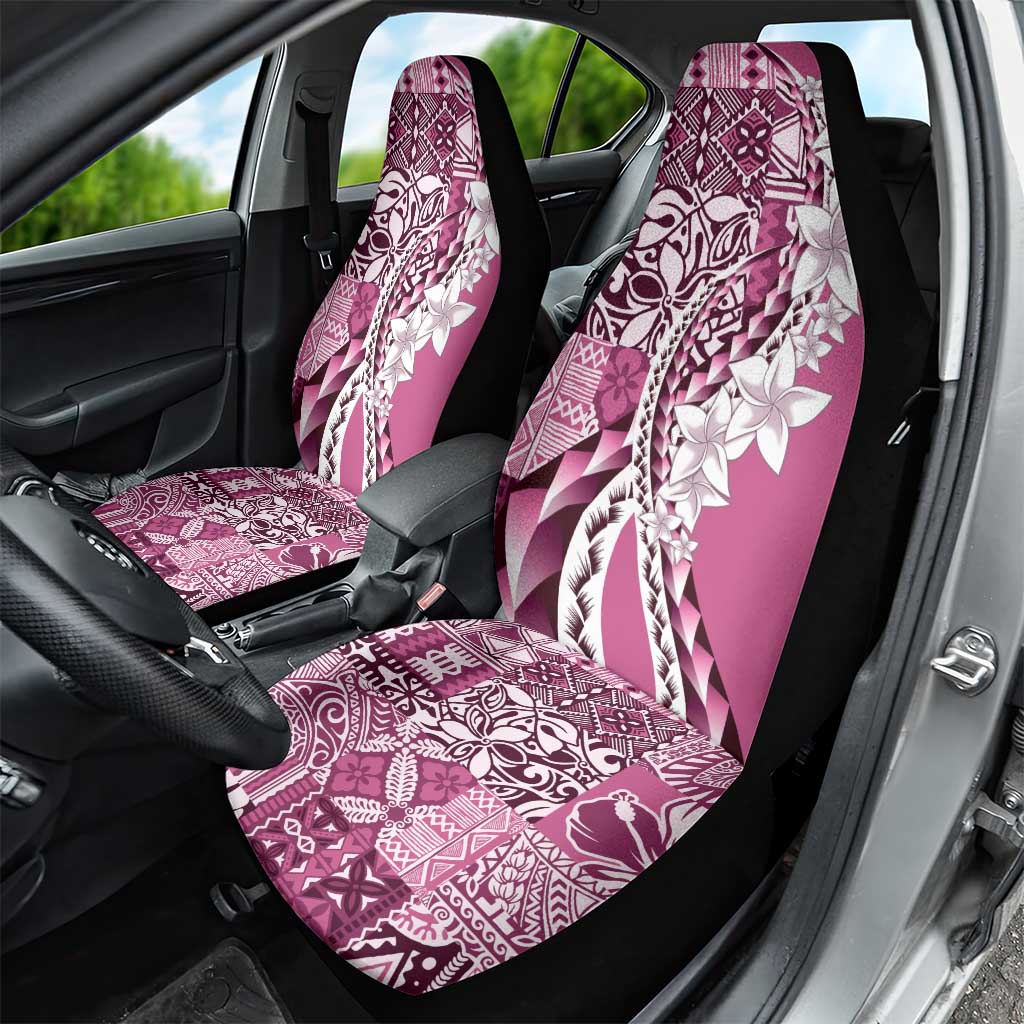 Aloha Vintage Plumeria Hawaiian Tapa Pattern Car Seat Cover Pink Hawaiian Tapa Pattern - Polynesian Pride