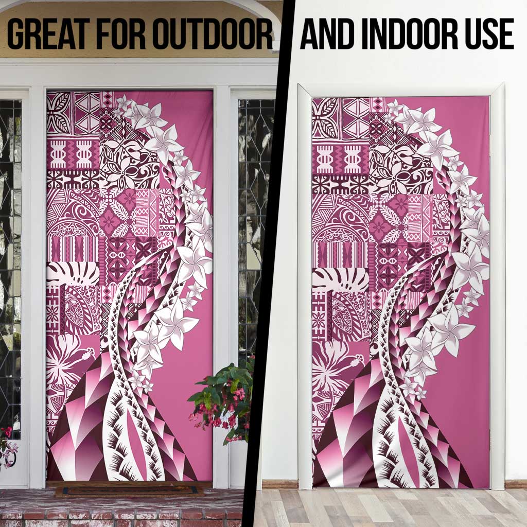 Aloha Vintage Plumeria Hawaiian Tapa Pattern Door Cover Pink Hawaiian Tapa Pattern - Polynesian Pride