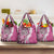 Aloha Vintage Plumeria Hawaiian Tapa Pattern Grocery Bag Pink Hawaiian Tapa Pattern - Polynesian Pride
