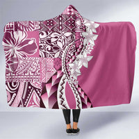 Aloha Vintage Plumeria Hawaiian Tapa Pattern Hooded Blanket Pink Hawaiian Tapa Pattern - Polynesian Pride