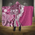 Aloha Vintage Plumeria Hawaiian Tapa Pattern Hooded Blanket Pink Hawaiian Tapa Pattern - Polynesian Pride