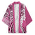 Aloha Vintage Plumeria Hawaiian Tapa Pattern Kimono Pink Hawaiian Tapa Pattern - Polynesian Pride