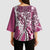 Aloha Vintage Plumeria Hawaiian Tapa Pattern Kimono Sleeve Blouse Pink Hawaiian Tapa Pattern - Polynesian Pride