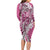 Aloha Vintage Plumeria Hawaiian Tapa Pattern Long Sleeve Bodycon Dress Pink Hawaiian Tapa Pattern - Polynesian Pride