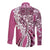 Aloha Vintage Plumeria Hawaiian Tapa Pattern Long Sleeve Button Shirt Pink Hawaiian Tapa Pattern - Polynesian Pride