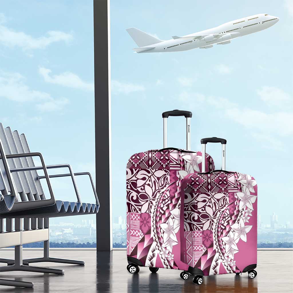 Aloha Vintage Plumeria Hawaiian Tapa Pattern Luggage Cover Pink Hawaiian Tapa Pattern - Polynesian Pride