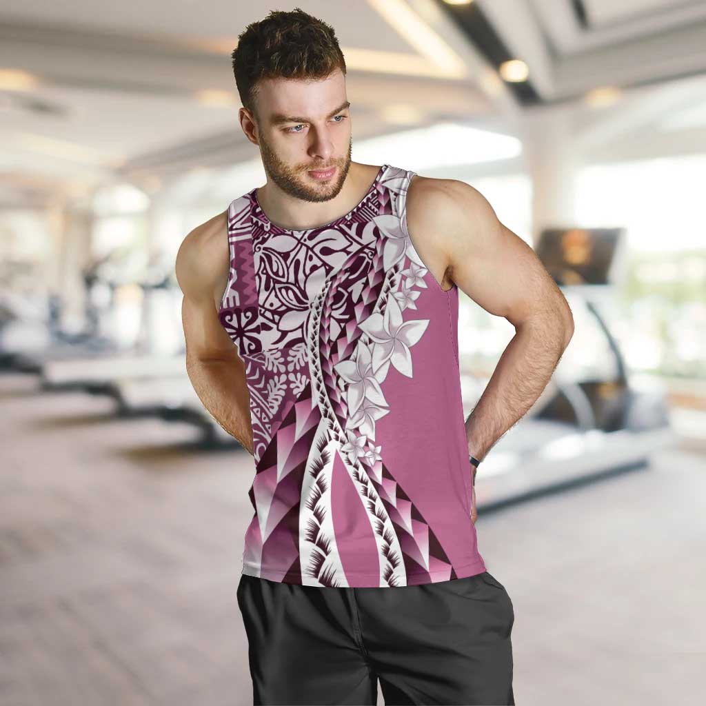 Aloha Vintage Plumeria Hawaiian Tapa Pattern Men Tank Top Pink Hawaiian Tapa Pattern - Polynesian Pride