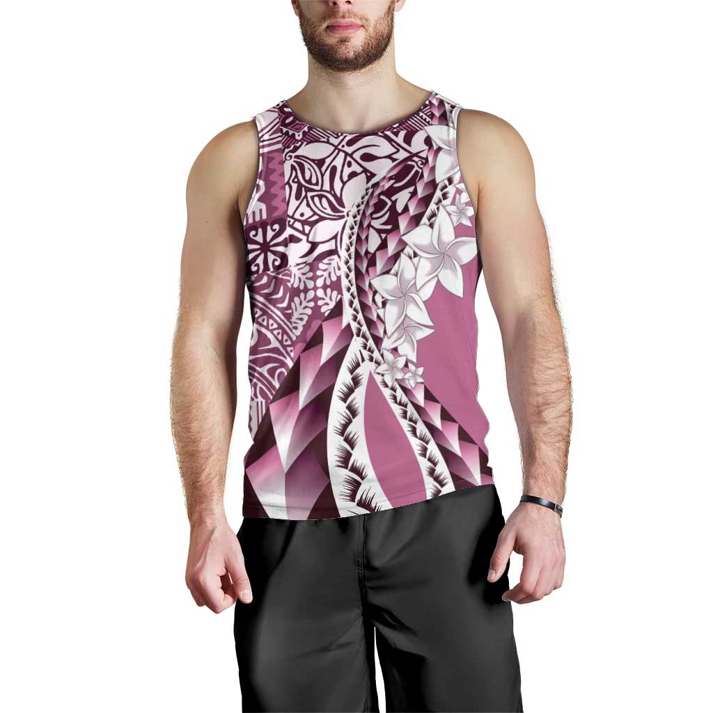 Aloha Vintage Plumeria Hawaiian Tapa Pattern Men Tank Top Pink Hawaiian Tapa Pattern - Polynesian Pride
