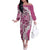 Aloha Vintage Plumeria Hawaiian Tapa Pattern Off The Shoulder Long Sleeve Dress Pink Hawaiian Tapa Pattern - Polynesian Pride