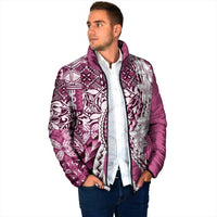Aloha Vintage Plumeria Hawaiian Tapa Pattern Padded Jacket Pink Hawaiian Tapa Pattern - Polynesian Pride