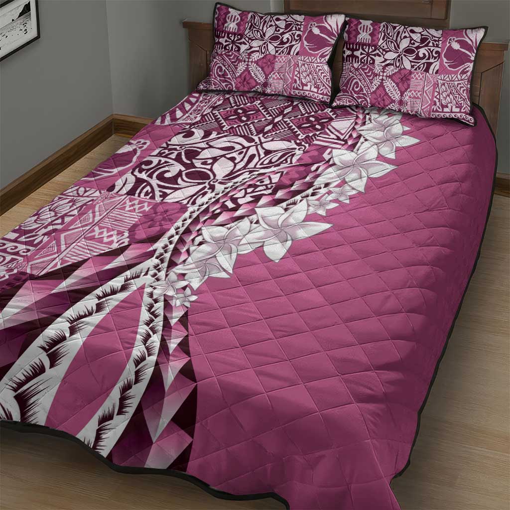 Aloha Vintage Plumeria Hawaiian Tapa Pattern Quilt Bed Set Pink Hawaiian Tapa Pattern - Polynesian Pride