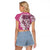 Aloha Vintage Plumeria Hawaiian Tapa Pattern Raglan Cropped T Shirt Pink Hawaiian Tapa Pattern - Polynesian Pride