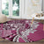 Aloha Vintage Plumeria Hawaiian Tapa Pattern Round Carpet Pink Hawaiian Tapa Pattern - Polynesian Pride