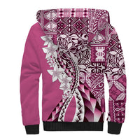 Aloha Vintage Plumeria Hawaiian Tapa Pattern Sherpa Hoodie Pink Hawaiian Tapa Pattern - Polynesian Pride