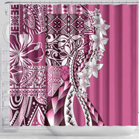 Aloha Vintage Plumeria Hawaiian Tapa Pattern Shower Curtain Pink Hawaiian Tapa Pattern - Polynesian Pride