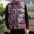 Aloha Vintage Plumeria Hawaiian Tapa Pattern Sleeveless Puffer Jacket Pink Hawaiian Tapa Pattern - Polynesian Pride