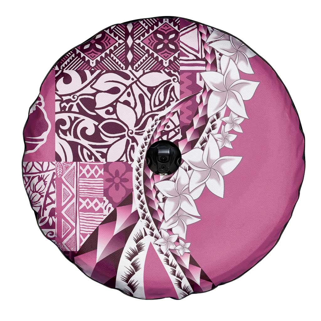 Aloha Vintage Plumeria Hawaiian Tapa Pattern Spare Tire Cover Pink Hawaiian Tapa Pattern - Polynesian Pride