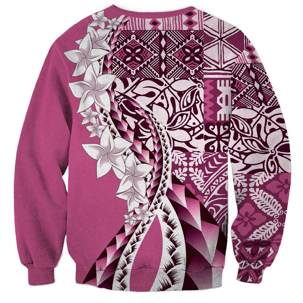 Aloha Vintage Plumeria Hawaiian Tapa Pattern Sweatshirt Pink Hawaiian Tapa Pattern - Polynesian Pride
