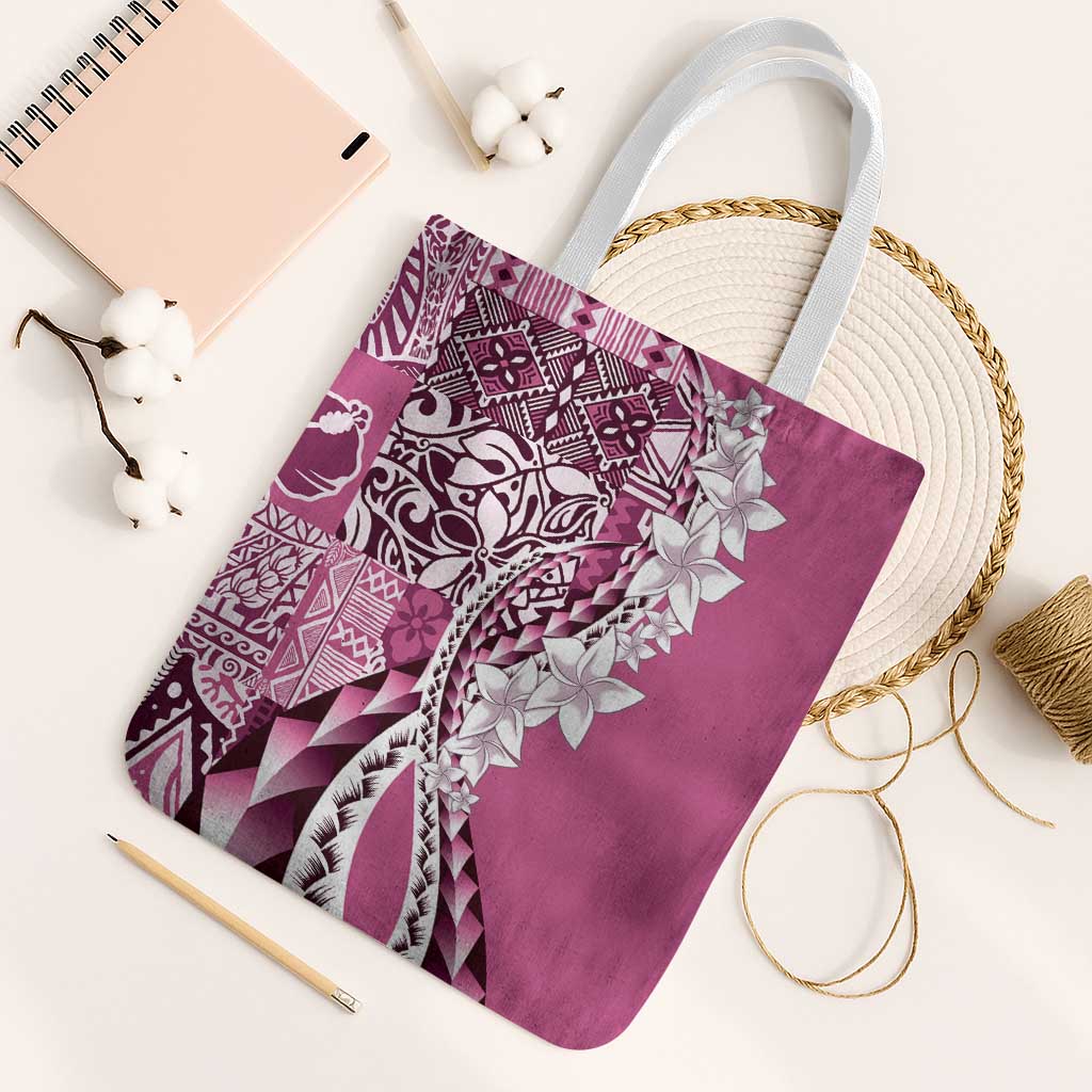 Aloha Vintage Plumeria Hawaiian Tapa Pattern Tote Bag Pink Hawaiian Tapa Pattern - Polynesian Pride