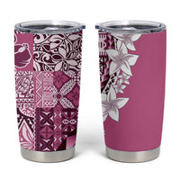 Aloha Vintage Plumeria Hawaiian Tapa Pattern Tumbler Cup Pink Hawaiian Tapa Pattern - Polynesian Pride