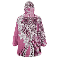 Aloha Vintage Plumeria Hawaiian Tapa Pattern Wearable Blanket Hoodie Pink Hawaiian Tapa Pattern - Polynesian Pride