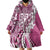 Aloha Vintage Plumeria Hawaiian Tapa Pattern Wearable Blanket Hoodie Pink Hawaiian Tapa Pattern - Polynesian Pride