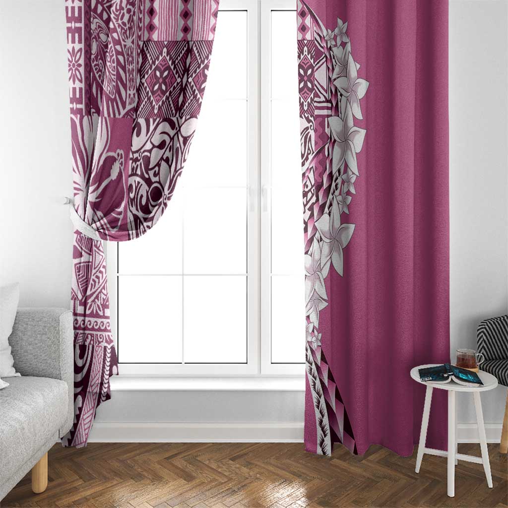 Aloha Vintage Plumeria Hawaiian Tapa Pattern Window Curtain Pink Hawaiian Tapa Pattern - Polynesian Pride