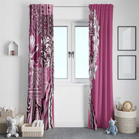 Aloha Vintage Plumeria Hawaiian Tapa Pattern Window Curtain Pink Hawaiian Tapa Pattern - Polynesian Pride