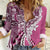 Aloha Vintage Plumeria Hawaiian Tapa Pattern Women Casual Shirt Pink Hawaiian Tapa Pattern - Polynesian Pride
