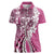 Aloha Vintage Plumeria Hawaiian Tapa Pattern Women Polo Shirt Pink Hawaiian Tapa Pattern - Polynesian Pride