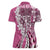 Aloha Vintage Plumeria Hawaiian Tapa Pattern Women Polo Shirt Pink Hawaiian Tapa Pattern - Polynesian Pride
