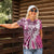 Aloha Vintage Plumeria Hawaiian Tapa Pattern Women Polo Shirt Pink Hawaiian Tapa Pattern - Polynesian Pride