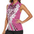Aloha Vintage Plumeria Hawaiian Tapa Pattern Women Sleeveless Polo Shirt Pink Hawaiian Tapa Pattern - Polynesian Pride