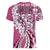 Aloha Vintage Plumeria Hawaiian Tapa Pattern Women V-Neck T-Shirt Pink Hawaiian Tapa Pattern - Polynesian Pride