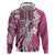 Aloha Vintage Plumeria Hawaiian Tapa Pattern Zip Hoodie Pink Hawaiian Tapa Pattern - Polynesian Pride