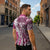 Aloha Vintage Plumeria Hawaiian Tapa Pattern Zipper Polo Shirt Pink Hawaiian Tapa Pattern - Polynesian Pride