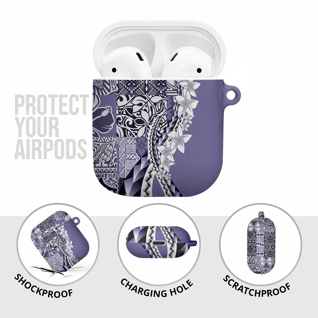 Aloha Vintage Plumeria Hawaiian Tapa Pattern AirPods Case Purple Hawaiian Tapa Pattern - Polynesian Pride