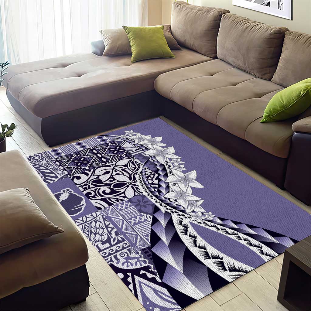 Aloha Vintage Plumeria Hawaiian Tapa Pattern Area Rug Purple Hawaiian Tapa Pattern - Polynesian Pride