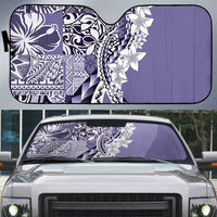 Aloha Vintage Plumeria Hawaiian Tapa Pattern Auto Sun Shade Purple Hawaiian Tapa Pattern - Polynesian Pride