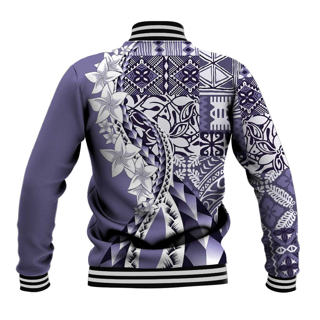 Aloha Vintage Plumeria Hawaiian Tapa Pattern Baseball Jacket Purple Hawaiian Tapa Pattern - Polynesian Pride