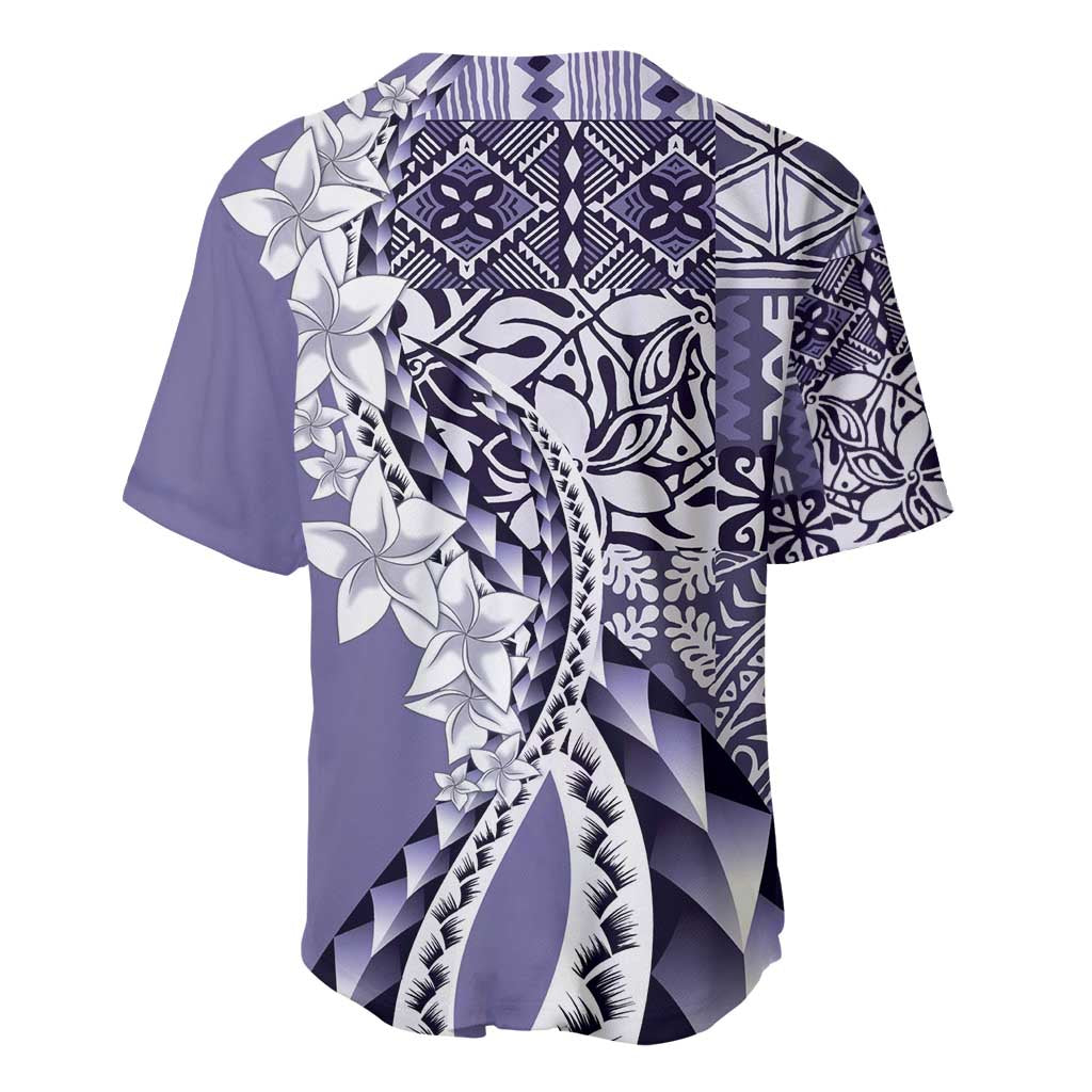 Aloha Vintage Plumeria Hawaiian Tapa Pattern Baseball Jersey Purple Hawaiian Tapa Pattern - Polynesian Pride