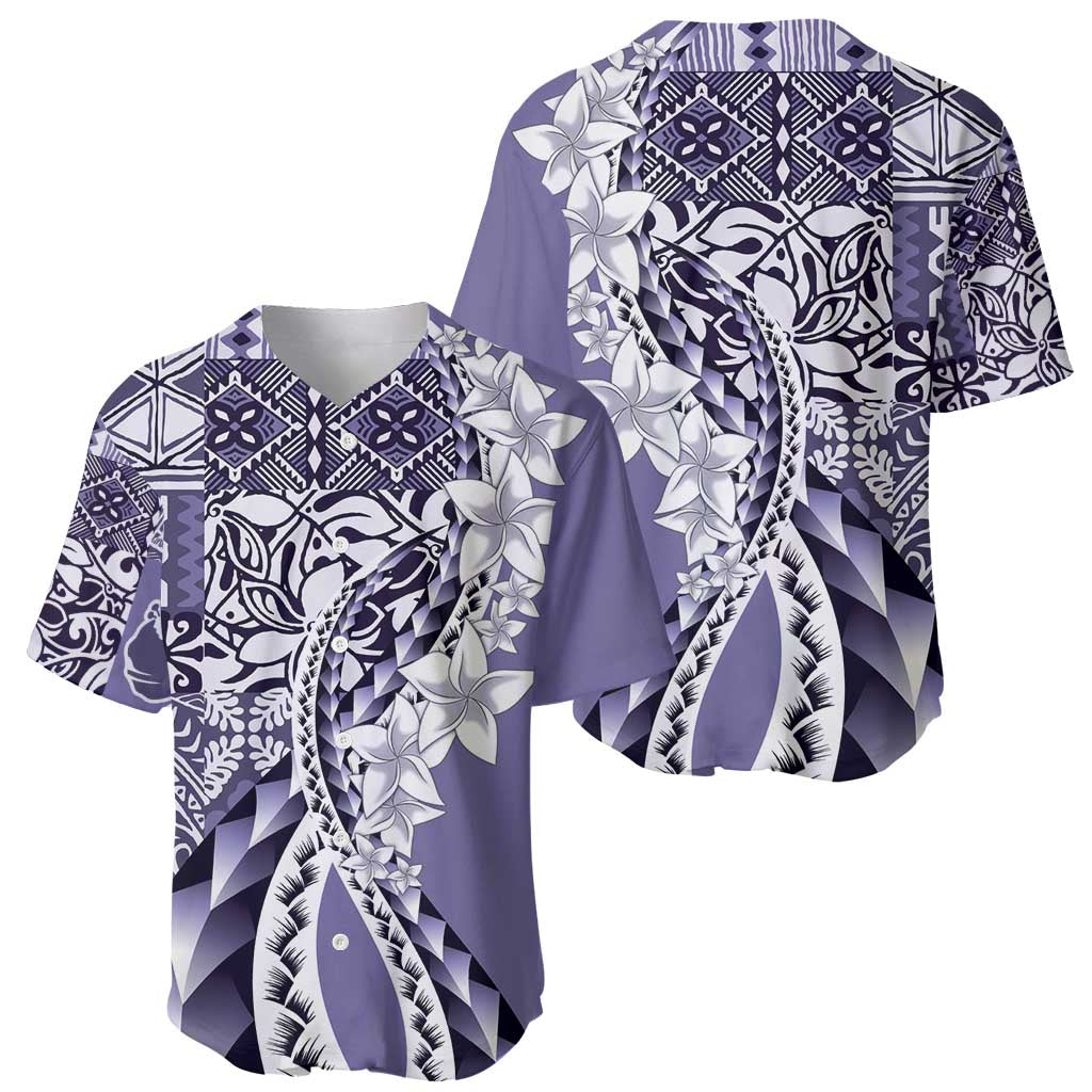 Aloha Vintage Plumeria Hawaiian Tapa Pattern Baseball Jersey Purple Hawaiian Tapa Pattern - Polynesian Pride