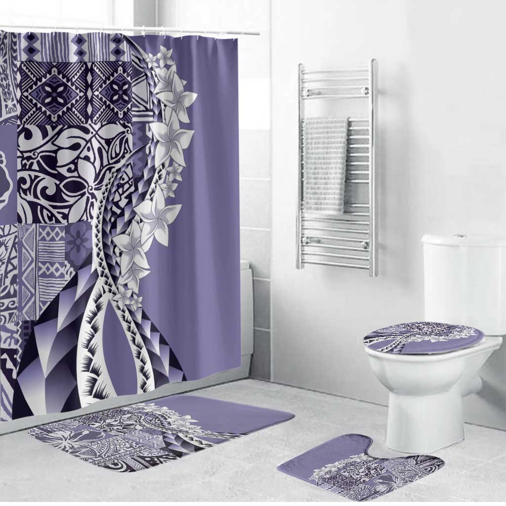 Aloha Vintage Plumeria Hawaiian Tapa Pattern Bathroom Set Purple Hawaiian Tapa Pattern - Polynesian Pride